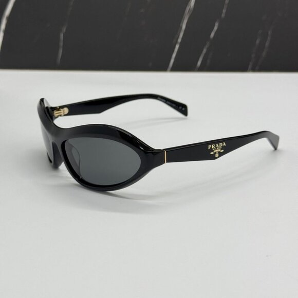 NEW PRADA SUNGLASSES PRA20S 16K5S0 WOMEN BLACK SPR A20 OVAL PR A20S 16K5S0 - Picture 5 of 10